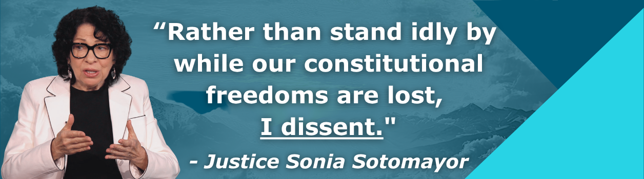 “Rather than stand idly by while our constitutional freedoms are lost, I dissent." - Justice Sonia Sotomayor